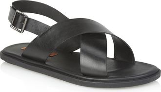 Silver Street London Mens Croydon Leather Casual Sandal with Buckle, Black, 11