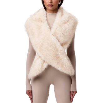 Naked Wardrobe Faux Fur Scarf in Cream at Nordstrom