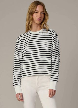 Joe's Long Sleeve Easy Tee In Milk Navy Stripe