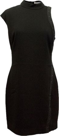 Halston Heritage Heritage Black High Neck Crepe Dress with Studs Size XXS