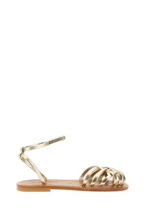 K.Jacques Gold Danaens Leather Cage Sandals