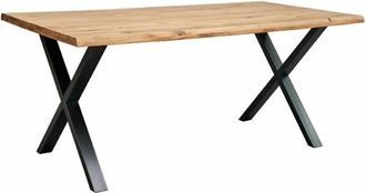 Home Heavenly Mesa comedor industrial lincoln con pata metálica x, tablero madera en roble Medida: 160x90 cm - Home Heavenly