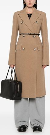 Max Mara Womens Wool Double-breasted Coat - Tan - Size EU 42 (Womens)
