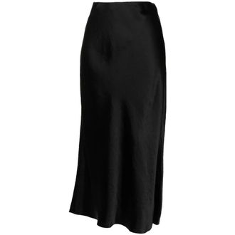 Vince Midi Skirts, female, Black, Size: XS Satin Side-Slit Slip Skirt
