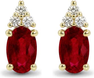 House of Brilliance 10K Yellow Gold Birthstone and Diamond Trio Stud Earrings