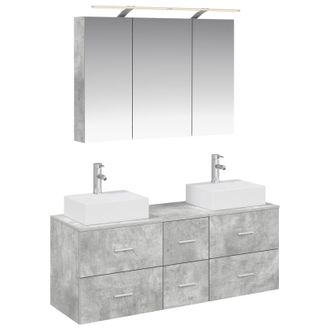 vidaXL Juego De Muebles De Ba&ntilde;o 4 Pcs Gris Hormig&oacute;n Vidaxl