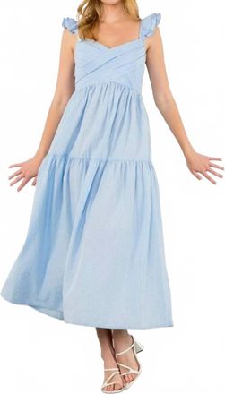 THML Clothing Flutter Sleeve Maxi Dress In Blue