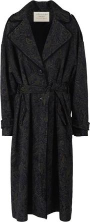 Alessia Santi Jassen, Dames, Blauw, S, Leer, Lange Paisley Jas