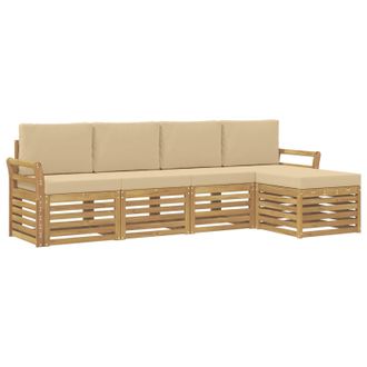 vidaXL Conjunto De Sof&aacute;s De Exterior 5 Uds. Y Beige Poli&eacute;ster Vidaxl