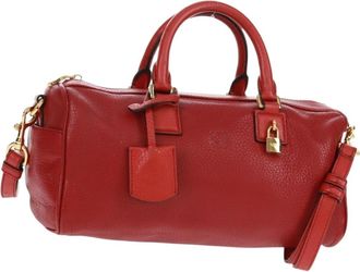 Loewe Anagram Handbag Leather Red Leather Handbag (Pre-Owned)