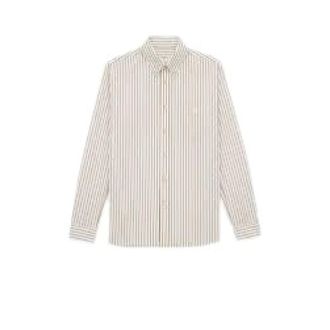 Saint Laurent Gestreepte Zijden Blouse met Knopen - Dames - Blouses & Shirts - Beige - Maat: L Zijde