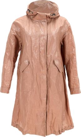 Brunello Cucinelli Brunello Cucinelli Pre-owned Womens Shiny Tricotine Hooded Rain Coat in Brown Cotton - Mocha - Size EU 34 (Womens)