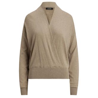 Ralph Lauren geen kleur Wakira Trui met lange mouwen - Dames - V-hals truien - Beige - L - Katoen - Truien & Vesten