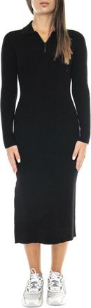 Lacoste Getailleerde Midi Jurk - Dames - Casual kleedjes - Zwart - S - Leer - Kleedjes