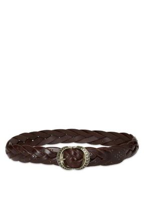 Fortela Woven Leather Studded Belt at Nordstrom, Size 90