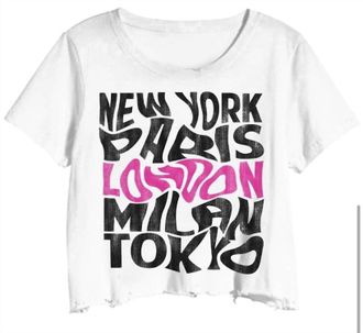 Prince Peter Womens Jet Setter Cropped Tee In White