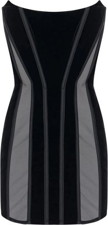 Elisabetta Franchi Fluwelen Minijurk - Dames - Korte kleedjes - Zwart - M - Tule - Kleedjes