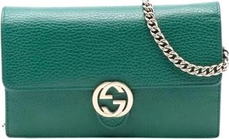 Gucci Pre-owned Cross Body Bags, female, Green, Size: ONE SIZE Pre-owned Wallet on Chain