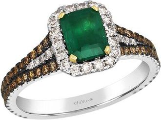 Le Vian 14K Two Tone 1.40 Ct. Tw. Diamond & New Emerald Ring