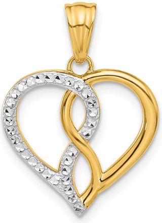 Diamond2Deal 14k Yellow Gold and White Rhodium Diamond-cut Infinity Heart Pendant