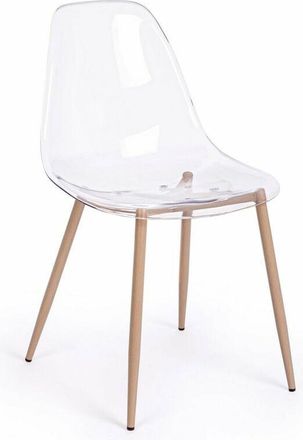 BIZZOTTO Sedia Mandy con gambe in acciaio verniciate effetto legno naturale, per arredo interno 53 x 46 x h 82 cm -Trasparente / Confezione da 4 pezzi