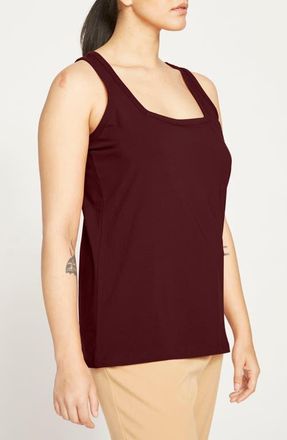 Universal Standard Square Neck Stretch Cotton Tank in Black Cherry Red at Nordstrom, Size 3Xl