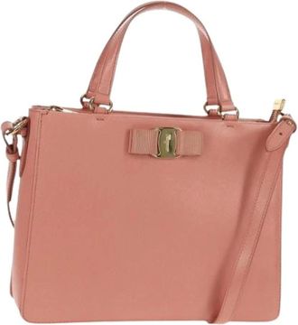 Ferragamo Pre-owned Handbags, female, Pink, Size: ONE SIZE Pre-owned Leather Handbag