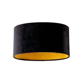 QAZQA Pantalla lámpara terciopelo negro ovalada 35/23/18