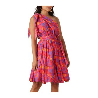 Notre-V Kleedjes, Dames, Veelkleurig, S, Bloemen Mini Jurk in Fuchsia