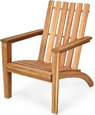 Costway Costway - Silla de Jardín Sillón de Madera Taburete con Apoyabrazos Asiento 68x73x85cm