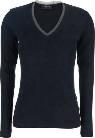 Fabiana Filippi Zwarte Sweater Maglia - Dames - V-hals truien - Zwart - M - Katoen - Truien & Vesten