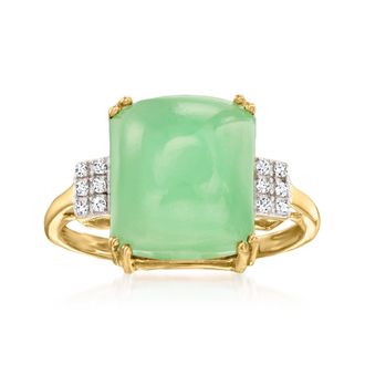 Canaria Canaria Jade Ring With Diamonds in 10kt Yellow Gold