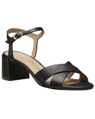 Stuart Weitzman Dayna Block 50 Leather Sandal