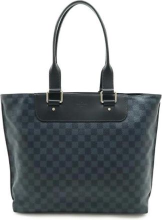Louis Vuitton Pre-owned Tote Bags, male, Blue, Size: ONE SIZE Pre-owned Cabas Voyage Damier Cobalt 2way Tote Bag