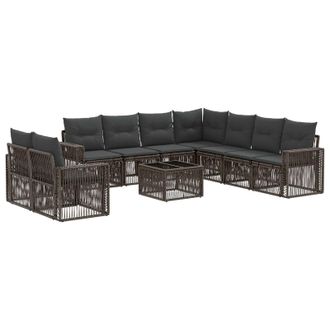 vidaXL Conjunto De Sof&aacute;s De Jard&iacute;n 10 Pcs Gris Y Gris Oscuro Vidaxl