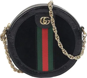 Gucci Black Leather Ophidia Round Crossbody