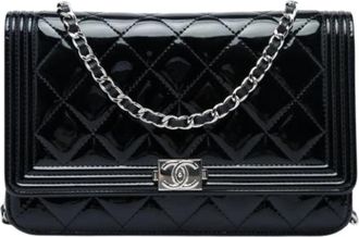 Chanel Pre-owned Boy Wallet on Chain - Dames - Vintage Schoudertas - Zwart - ONE Size - Leer - Vintage