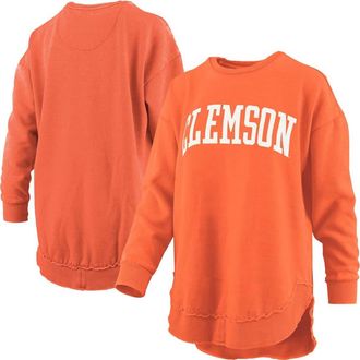Pressbox Womens Pressbox Orange Clemson Tigers Melange Poncho Vintage Fleece Long Sleeve Pullover Sweatshirt at Nordstrom, Size X-Large