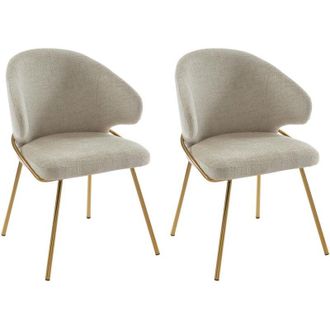Vente-Unique Pascal Morabito - Sedia in Tessuto e Metallo Dorato Beige - Lotto di 2 - luxiva