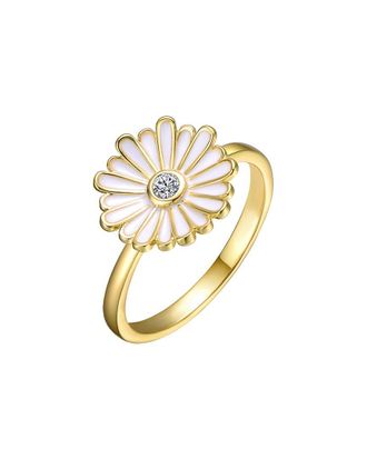 Rachel Glauber 14K Plated Cz Flower Ring