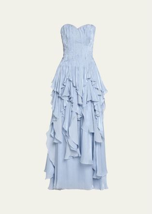 Aje Gleam Strapless Ruffle Gown