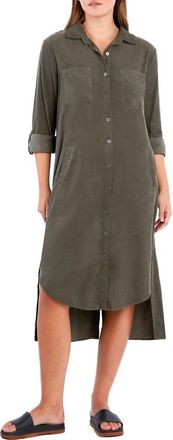 Wash Lab Denim Chill Out High-Low Corduroy Shirtdress in Golden Pine at Nordstrom, Size X-Small