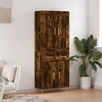 Berkfield Home Highboard Smoked Oak 69.5x34x180 cm Engineered Wood in Brown