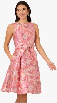 Adrianna Papell Womens Sleeveless Tie Front Dress - Pink - Size 12 UK