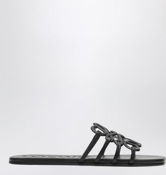 Loewe Black Anagram Petal slides in leather