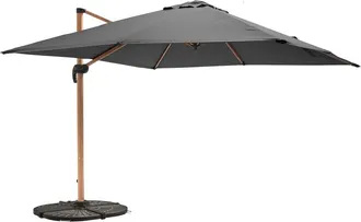 Oviala Parasol exc&eacute;ntrico inclinable cuadrado (3 x 3 m) + 4 losas de lastre