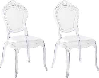 Beliani Conjunto De 2 Sillas De Comedor Modernas Transparentes De Acr&iacute;lico Transparente Apilables Vermont
