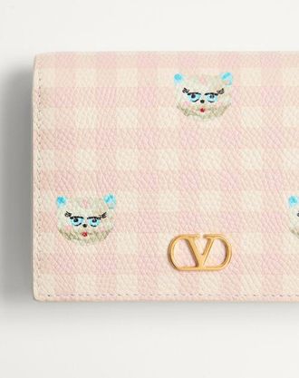 Valentino Garavani Portafoglio Vlogo Signature In Vitello Granato Le Chat De La Maison Donna ROSA/AVORIO UNI