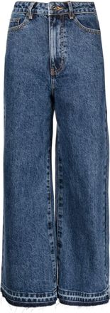 Self Portrait high-waist wide-leg jeans - women - Cotton - 25 - Blue