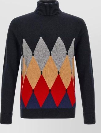 Ballantyne cashmere diamond intarsia turtleneck jumper